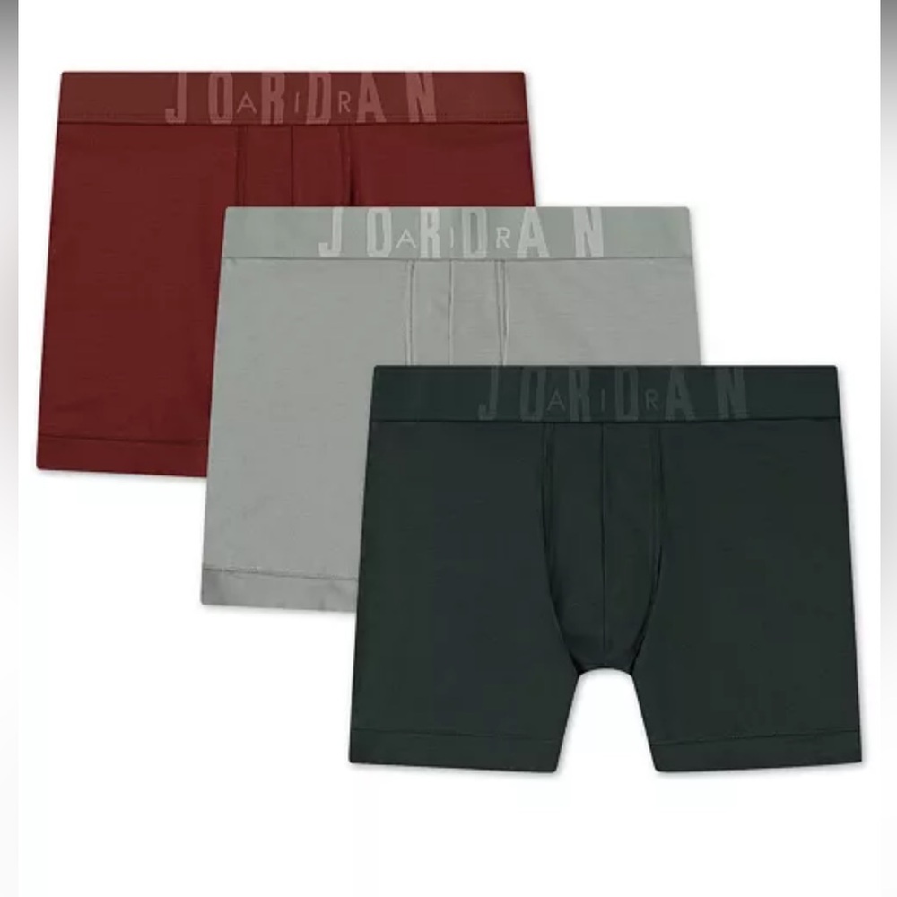 Jordan Men's 3-Pack Stretch Boxer Briefs - Maroon, Light Gray, Dark Green